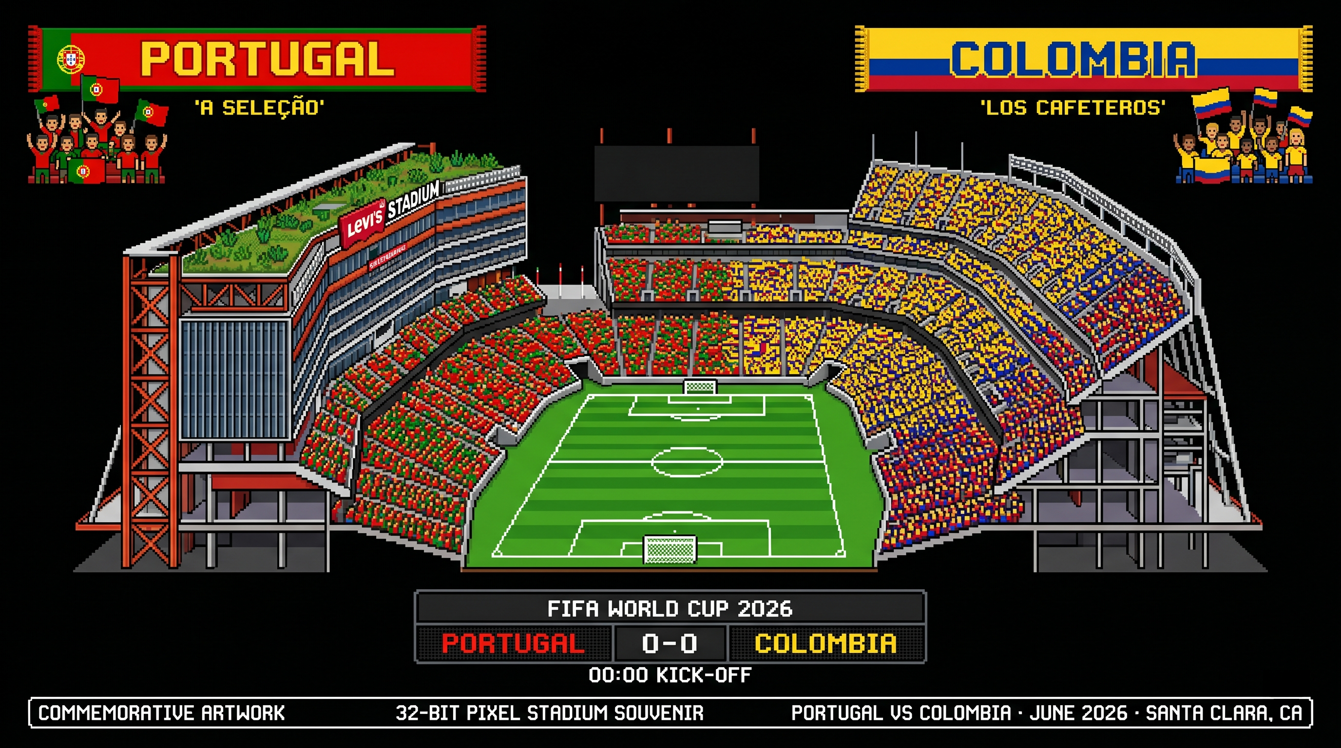 Portugal vs Colombia – San Francisco | World Cup 2026 Pixel Art Poster